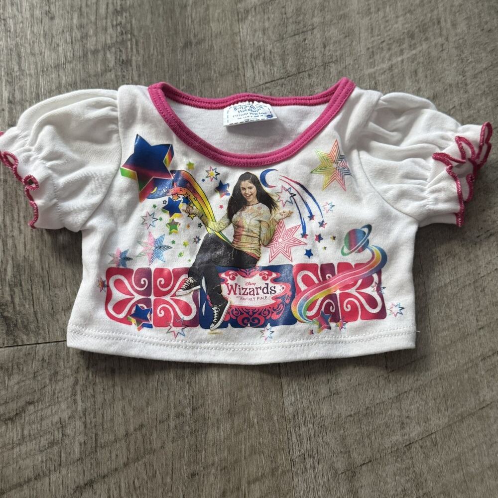 Build a Bear Disney Wizards of Waverly Place Selena Gomez Top Pink Trim T Shirt
